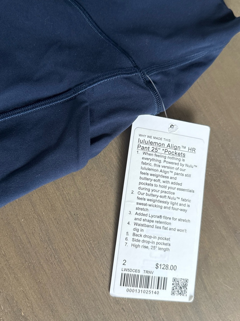 lululemon athletica Navy High-Rise Leggings with Side Pockets - Picture 2 of 3